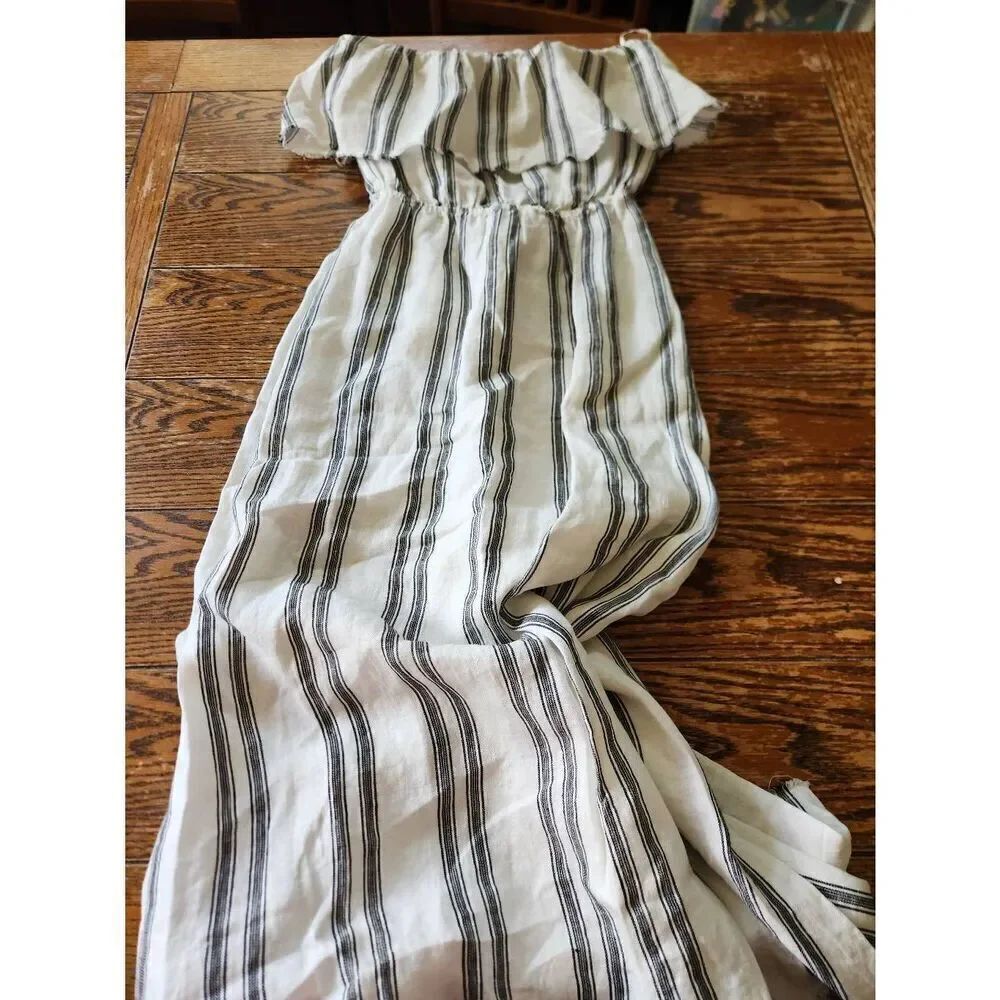 REFORMATION MAGDELENA STRIPPED OPEN BACK RAW HEM Strapless MIDI DRESS SZ Medium